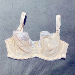 NEW Paramour 32DDD 32F Beige Nude Cream Lace Polka Dot Demi Sheer Bra Full Wide